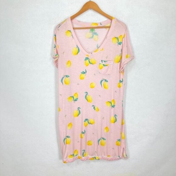🔥 3/$15 🔥 Honeydew Night Shirt Lemon Print Whimsy Summer Modest College Dorm M - Picture 3 of 7